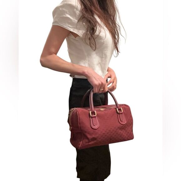 Gucci burgundy Gg canvas golden logo Boston bag - Picture 16 of 16